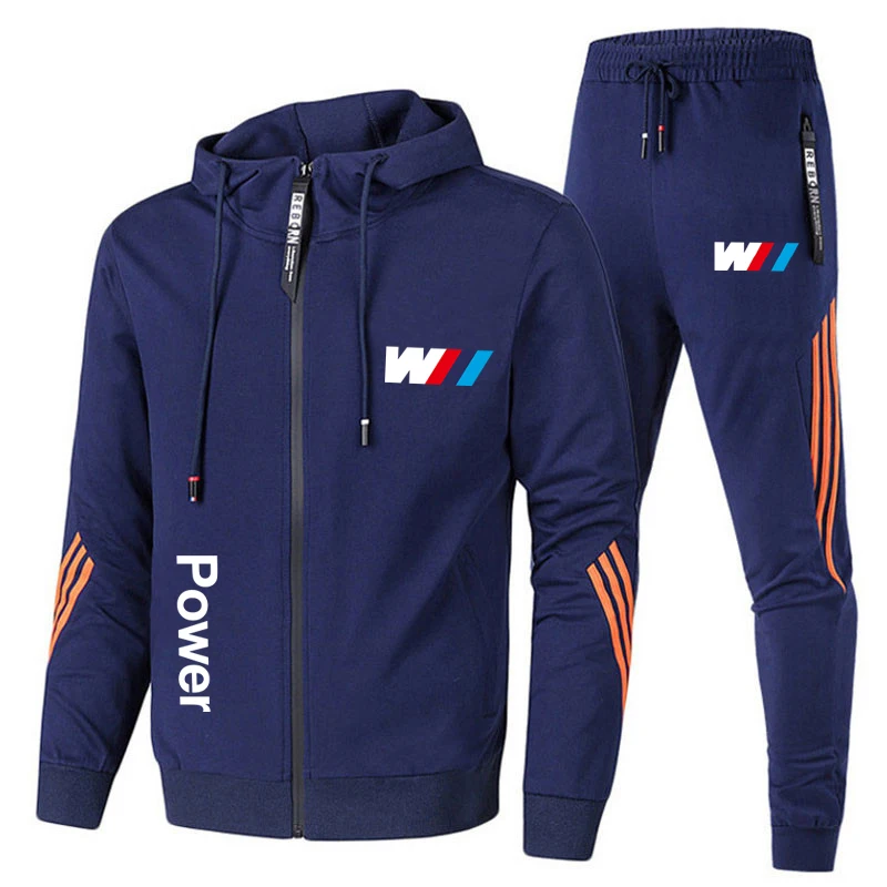 

Men Casual Sets 2021 Autumn New BMW M Splice Jogger Tracksuit Zipper Hoodies+Pants 2PC Sets Men's Sportswear Sport Suit Clothing