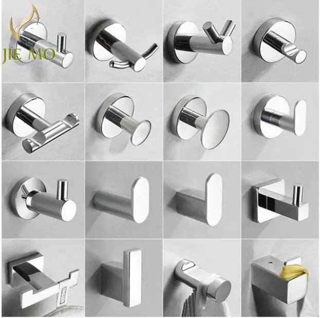 

Stainless steel light chrome coat hook wall hook bathroom coat and hat hook toilet porch row hook hallway single hook