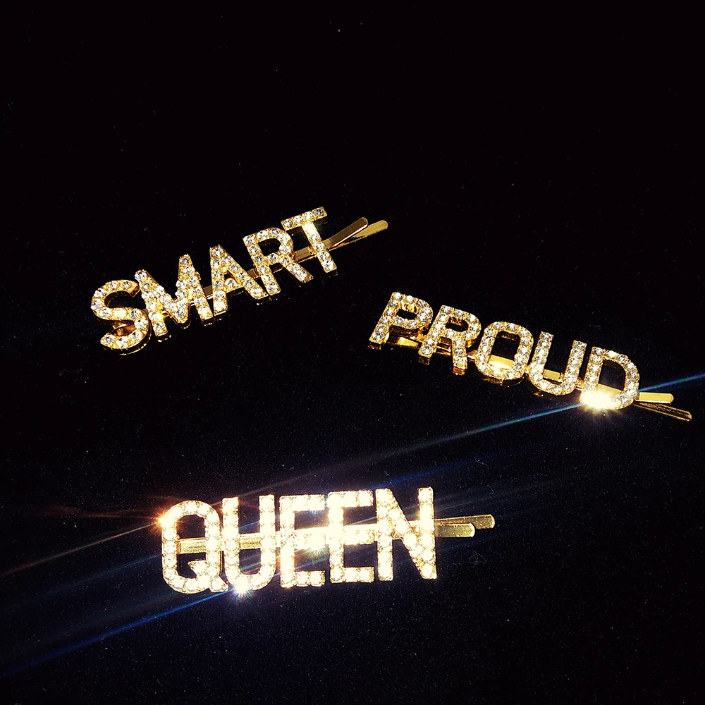 Стразы заколки для волос с надписями персонализированные женские на заказ