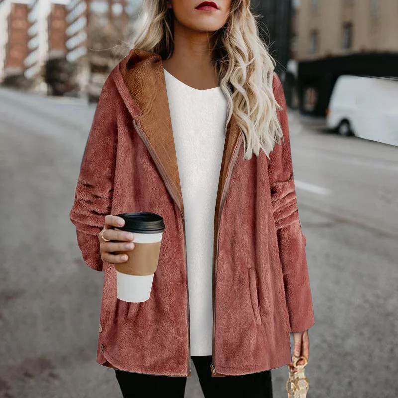 Зима 2021 лидер продаж парки плюшевые повседневные однотонные розовые пальто