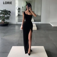 lorie sexy black mermaid evening dresses 2022 one shoulder prom party gown arabic high slit vestidos de fiesta robes de soir%c3%a9e