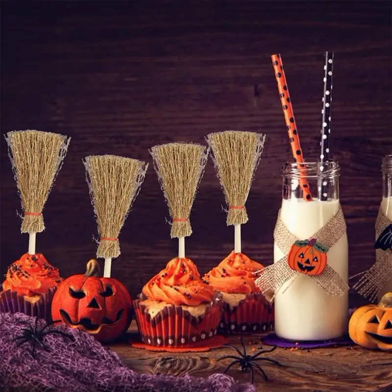 12 шт. метла ведьмы на Хэллоуин украшение для костюма игрушка мини из соломы торта