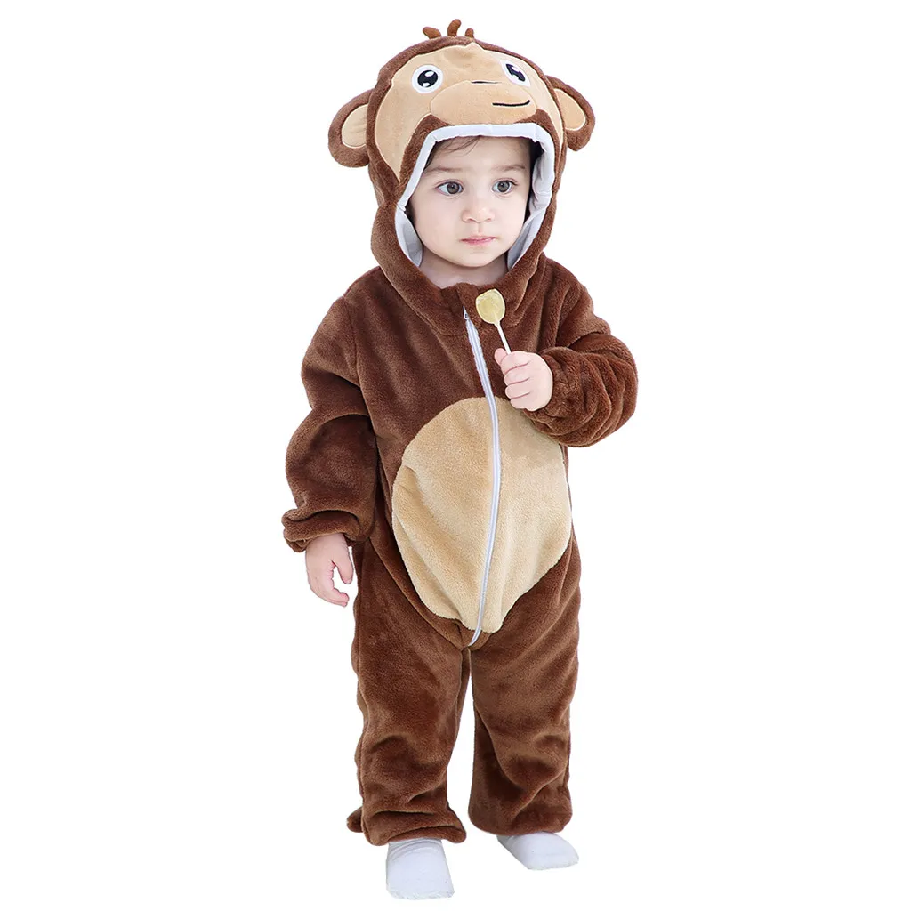 

Baby Halloween Romper Costume Animal Party Monkey Cosplay Pajamas 0-2Y Boys Girls Winter Warm Outfits A50