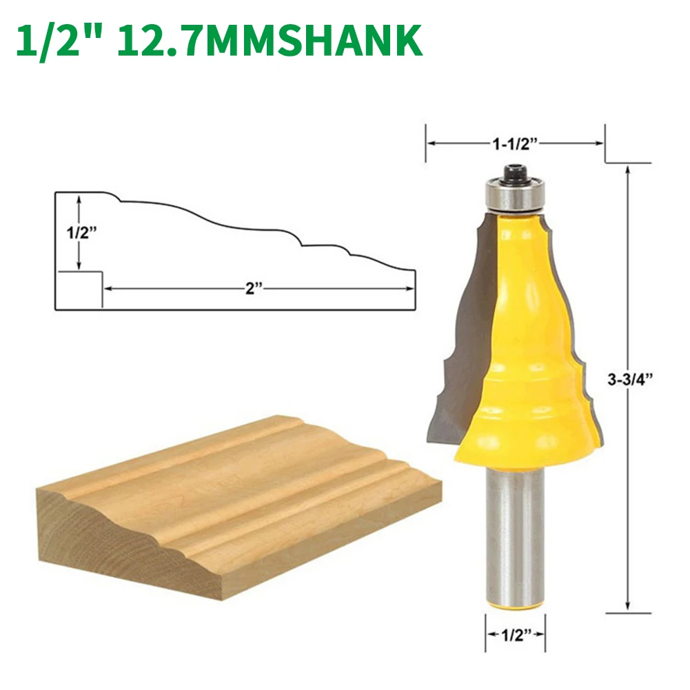 

1PC 1/2" 12.7MM Shank Milling Cutter Wood Carving Door & Window Casing Router Bit Line Knife Woodworking Tenon Cutter For Wood