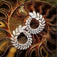 luxury brand new fashion olive shape aaa cubic zircon stud earrings branch crystal earings for women party boucle doreille