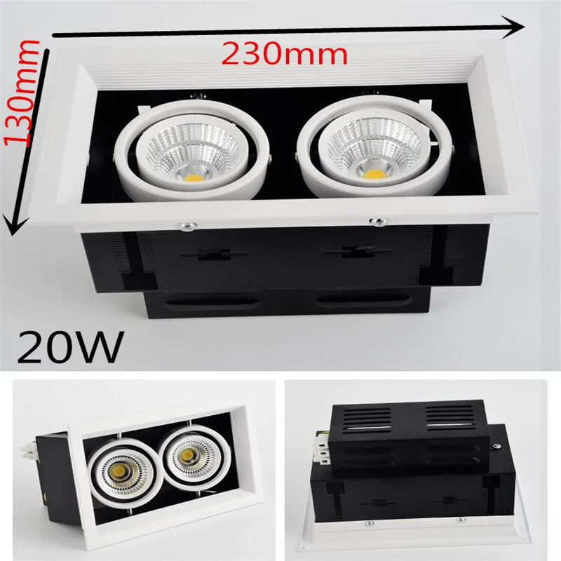 Duplo бруски возможно ser escurecido светодиодные светильники luz do ponto 10 Вт 20 30 ac85-240V teto recesso