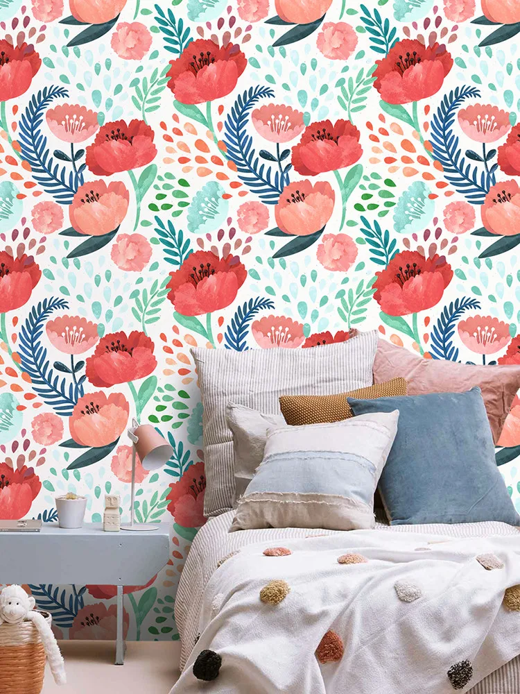 Обои с пионами виниловые водонепроницаемые самоклеящиеся обои разных цветов для