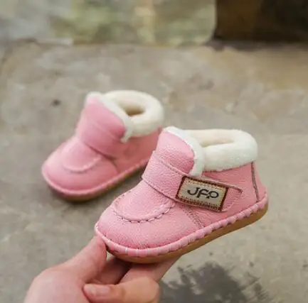 Обувь из натуральной кожи с мягкой подошвой для малышей сезон осень зима Теплая