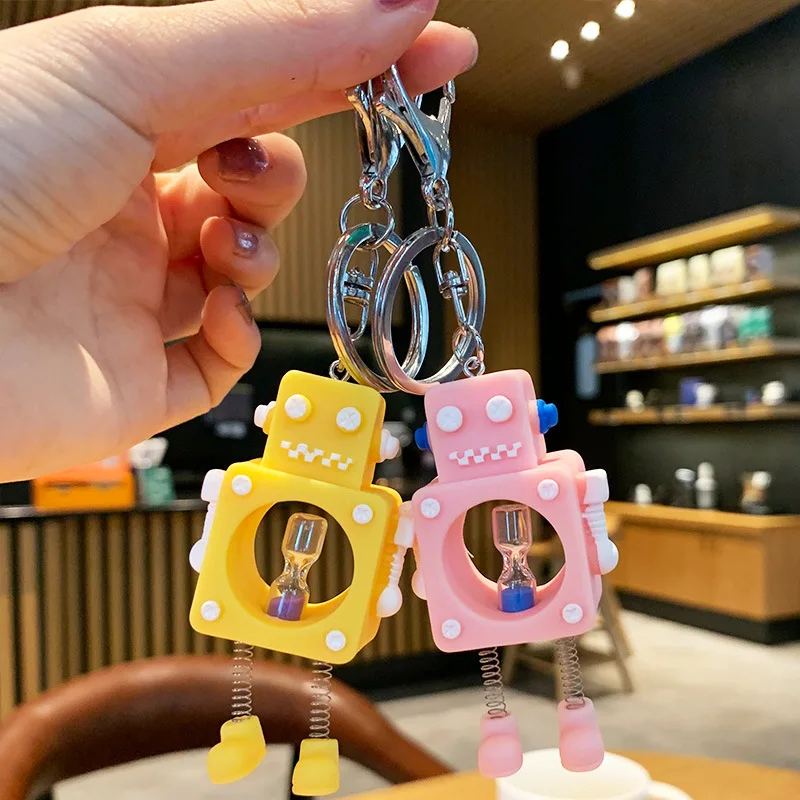 Мультяшная резиновая милая кукла брелок подвеска уникальный робот песочные часы