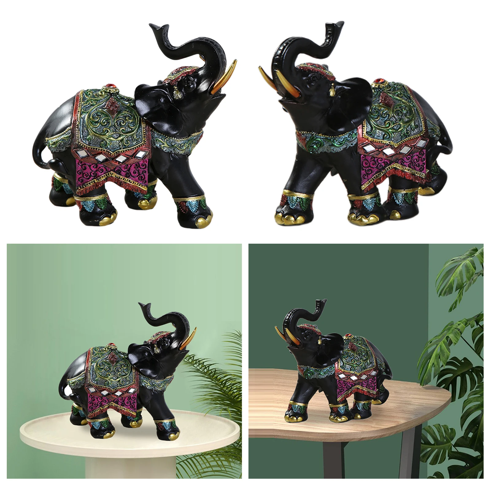 

Resin Elephant Statue Animal Figurine Home Decor Tabletop Sculpture Crafts