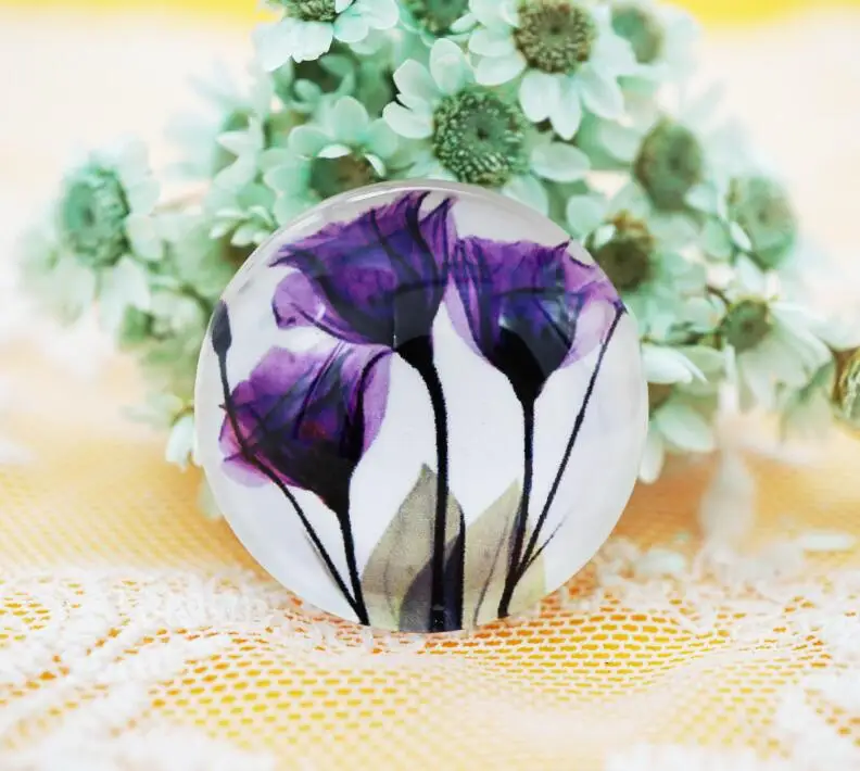 Круглый стеклянный кабошон в форме цветка для изготовления браслетов ожерелий