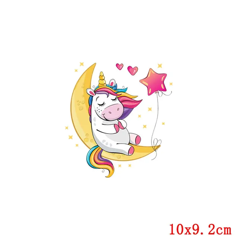 Симпатичные нашивки с утюгом в виде Луны и единорога для одежды виниловые