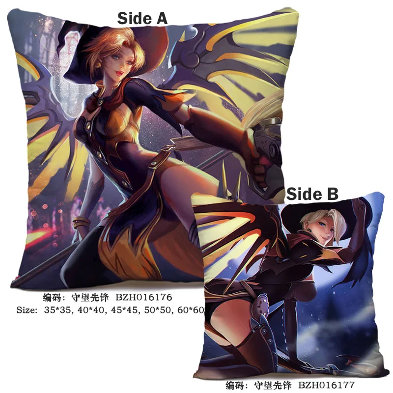 6 45X45 см аниме игра Overwatch наволочка OW dva Mercy Mei Hanzo Genji Reaper Dakimakura Чехол 3D двухсторонний принт наволочка - Цвет: 6