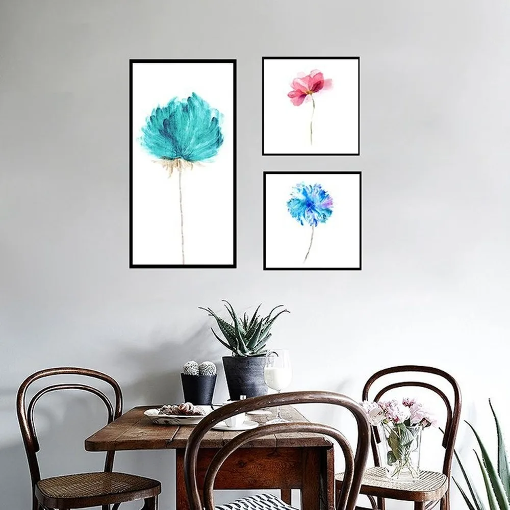 

Small Fresh Flower Canvas Painting Modern Triple Mural Oil Painting Living Room Sofa Background Wall Art Decor Posters Pictures