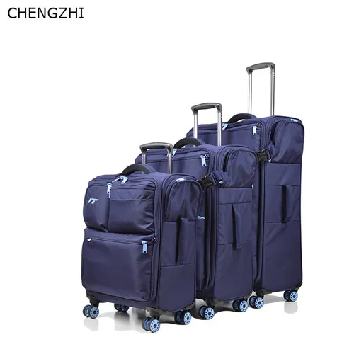 a set of 3 CHENGZHI 2" 24" 28 дюймов ультра-светильник дорожный костюм Чехол Оксфорд багаж на колёсиках набор женский чехол для посадки на колесиках для мужчин чемодан на колесиках - Цвет: a set of 3