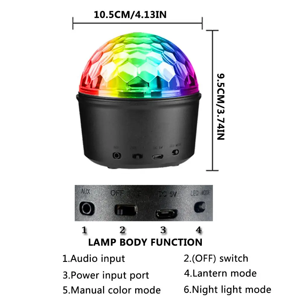 Диско Шар светильник для сцены Ночной звуковая активация пульт дистанционного