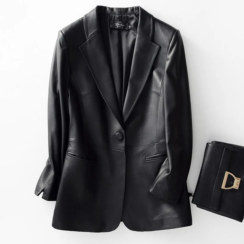 

Женское демисезонное пальто из натуральной овечьей шкуры, женская повседневная куртка, тренчи, кожаные пальто LW2669