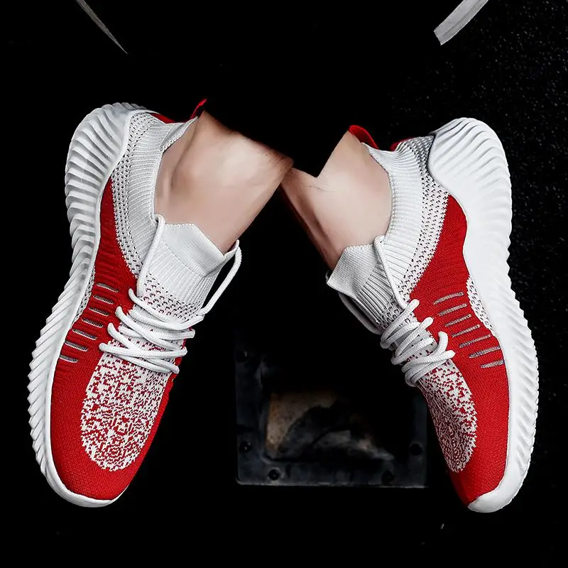 

2019 Newest Stylish Four Seasons Running Shoes For Men High quality White Sneakers Lace-Up Lightweight Breathable Walking Shoes