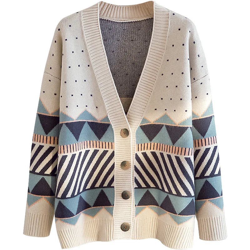 

2022 Spring and Autumn New Knit Cardigan Loose Retro Sweater Jacket