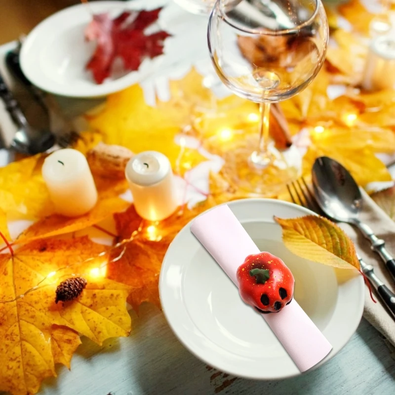 

Набор из 6 колец для салфеток в виде тыквы на Хэллоуин на День Благодарения, свадебный банкет