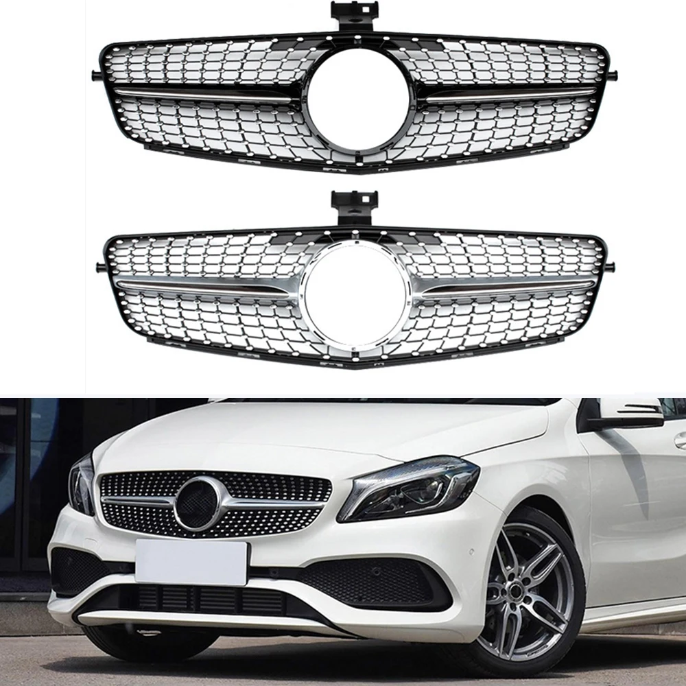 Передняя решетка Алмазная подходит для Mercedes Ben C Class W204 C180 C200 C300 C250 C350 2007 2014 с