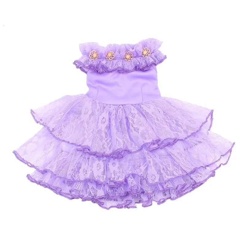 

New Princess Lace Evening Gown Baby Toys Purple Skirt Fit 43cm Baby New Born,42cm Nenuco,18inch Girl Doll Clothes Accessories