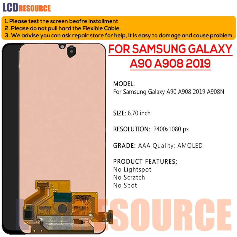 Pantalla LCD de 6,7 pulgadas para SAMSUNG Galaxy A90, repuesto de montaje de digitalizador con pantalla t&aacute;ctil, 5G, A908, A908N-1