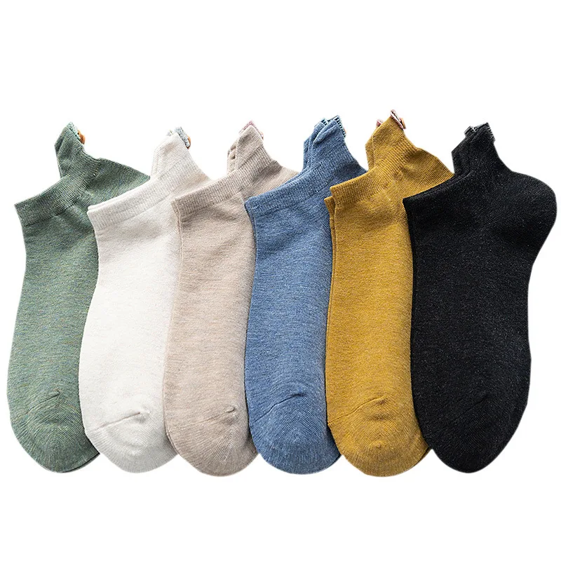 

2020 New Leisure Solid Color Cartoon Button Short Sock Breathable Comfortable Cotton Sweat Women Short Sock Chaussettes