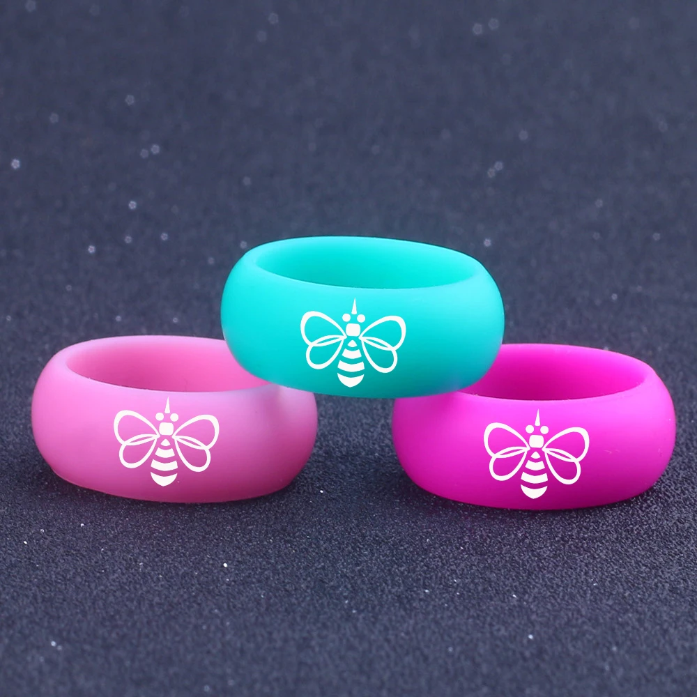Customized LOGO Butterfly Silicone Rings for Couples Sports Rubber Ring Wedding Band Jewelry |