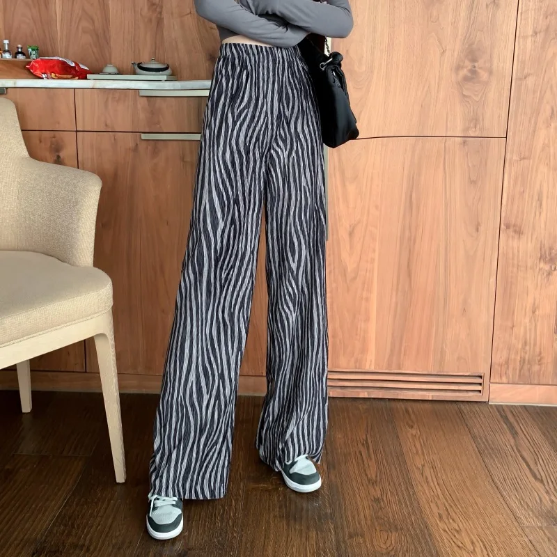 

Vintage Women's Jeans Trousers Straight High Waist Fabric Black Female Pants Casual Chic Girl Jeans