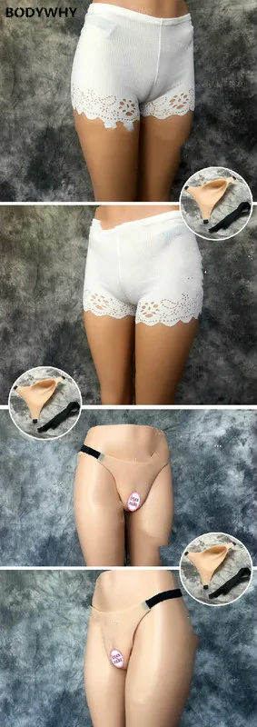 Thong Transgender Panties Fake Girl Disguised with Low Waisted Man Disguised As Woman Concealed Lower Body Silicone Underpants