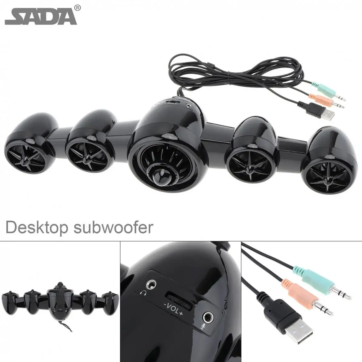 Саундбар SADA Bluetooth AUX мультимедийный настольный динамик с 3 динамиками и объемным