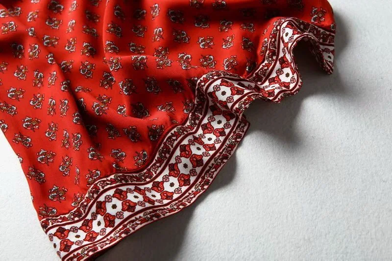 

2020 Autumn BOHO V neck Red Floral Print Long Kimono Shirt Tassel Lacing up Sashes Long sleeve Cardigan Holiday Blouse Loose Red