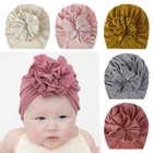 Детская шапочка с большим цветком; мягкая хлопковая шапка для маленьких девочек и мальчиков; аксессуары; тюрбан; сезон весна-лето; детская шапочка для малышей