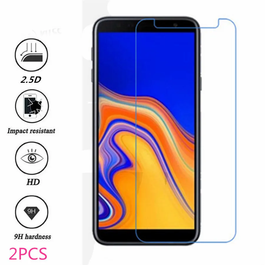 2 шт. закаленное стекло для samsung Galaxy A6 2018 защиты экрана Plus + защитная пленка |