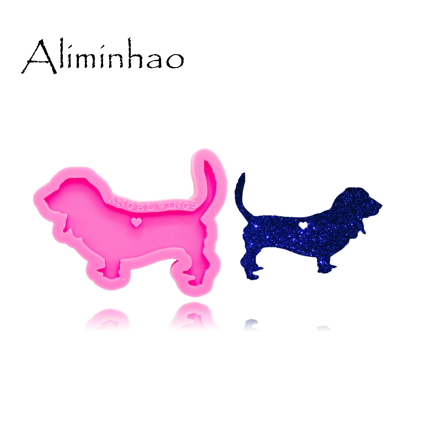 DY0386 блестящие гончую формы силиконовые DIY dog эпоксидной смолы брелки для ключей