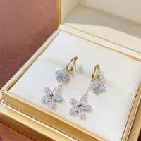 korean leaf flower zirconia earrings for women lady 2022 new jewelry earings