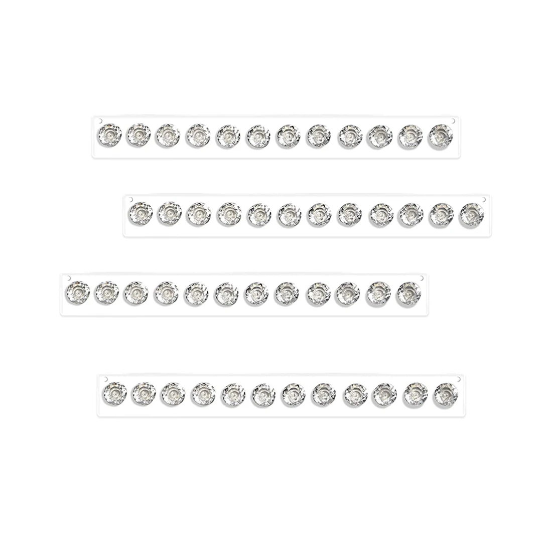 

Acrylic Necklace Holder Set Of 4, Wall Mounted Jewelry Organizer Hanging With 12 Diamond Shape Hooks, Necklaces Hanger