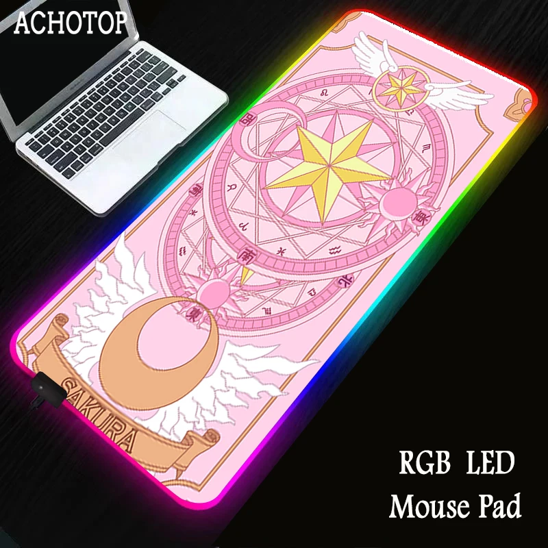 

Anime Cardcaptor Sakura RGB Mousepad Gamer Cute 80x30cm kawaii Large Gaming Mouse Pad XL Locking Edge Laptop Notebook Desk Mat