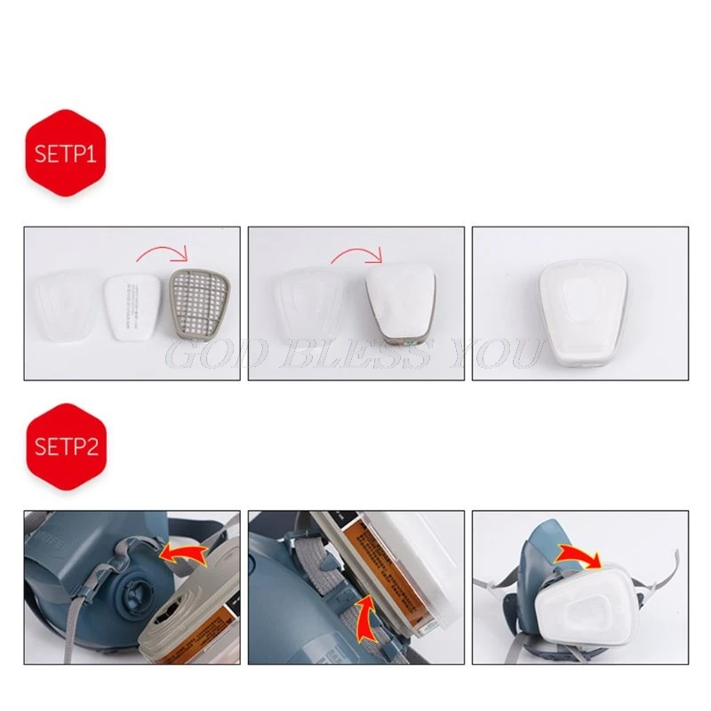 

6800 Full Facepiece Gas Mask Filter Box and Sponge Spray Painting Protection Large Respirator Mask Accessories no mask 10x8cm