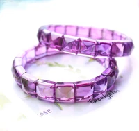 natural lavender amethyst quartz bracelet 9x9mm amethyst clear rectangle cut beads women men stretch purple amethyst aaaaa