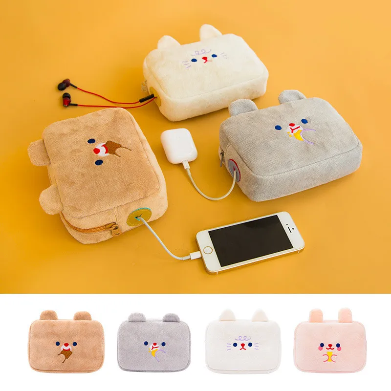 

Bentoy Plush Women Makeup Bag Cosmetic Case Charger Organizer Bag Data Wire Storage Bag Storage Pouch