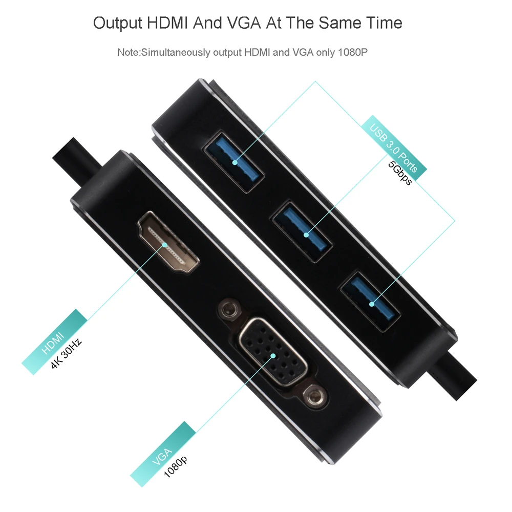 USB концентратор Thunderbolt 3 1000 Мбит/с HDMI 4K VGA 1080P|USB-хабы| |