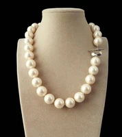 free shipping hot sale women bridal wedding jewelry genuine natural 14mm white south sea shell pearl round beads necklace 18