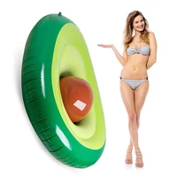 giant inflatable avocado swimming ring with ball fun summer float pool ring raft lounge beach float party toys for kids adults