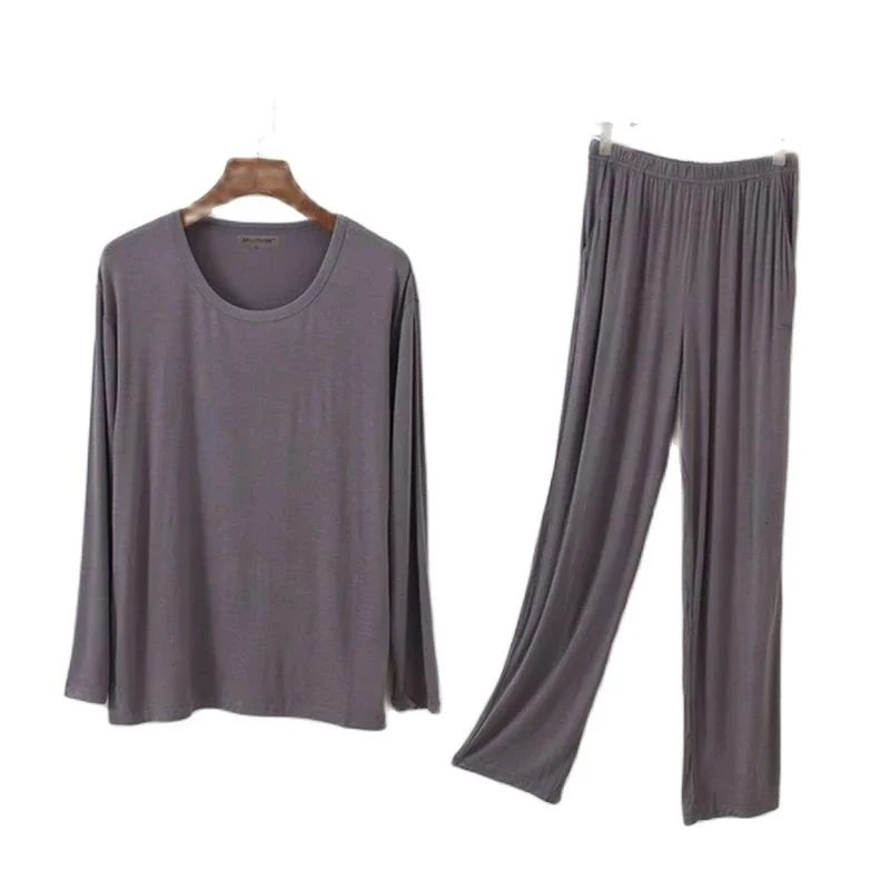 

Summer Autumn Modal Men Pajamas Sets Long Sleeve Plus Size 10XL 150KG Breathable soft Home Wear Large sleepwear Tops Pants 70 68