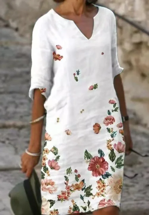 Белое женское платье с цветочным принтом Vestidos повседневные элегантные платья Para