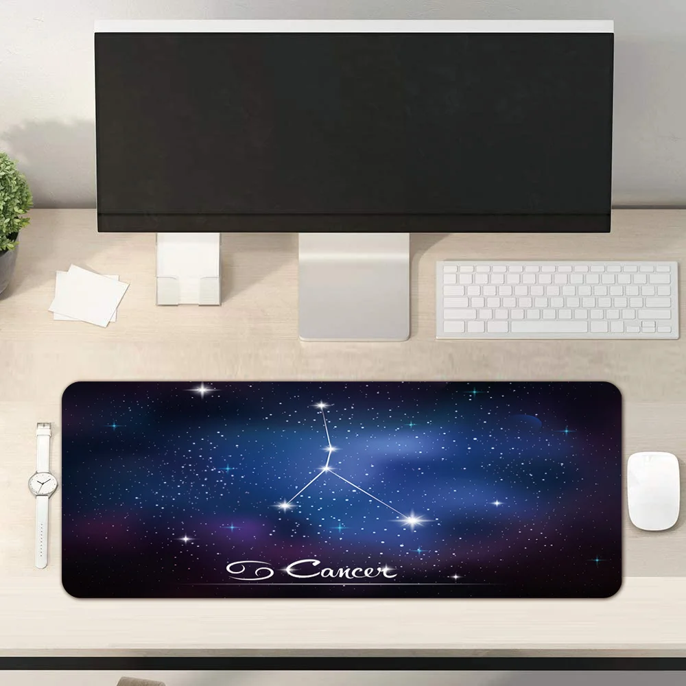 

Computer Mouse-pad Game Laptop Mouse Pad 12 Constellations Pattern Anti-slip Surface Waterproof Pu Leather Large Mouse Mat