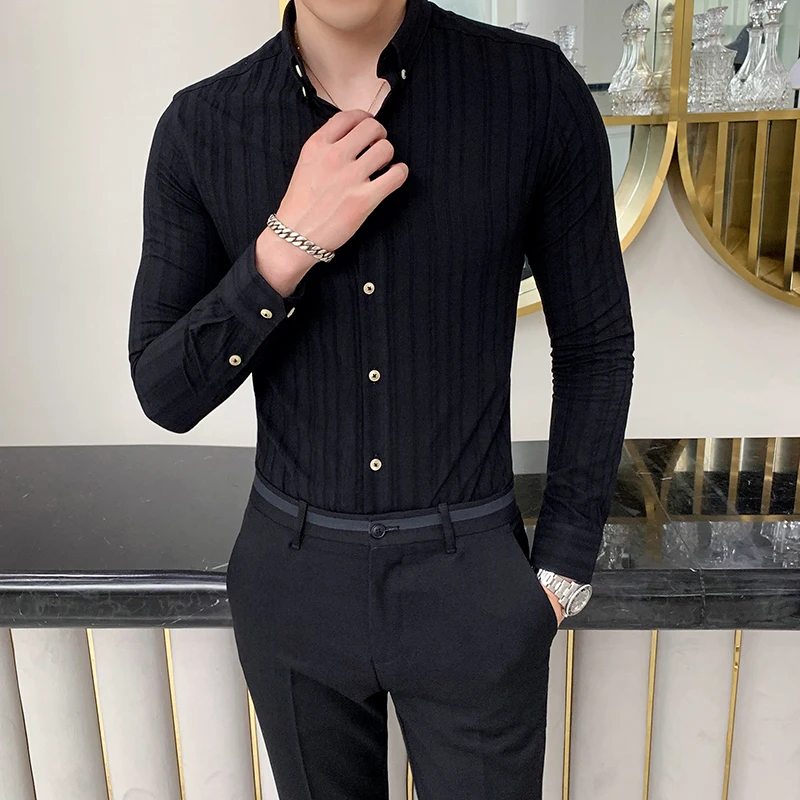 Роскошные высококачественные мужские французские запонки рубашка в полоску