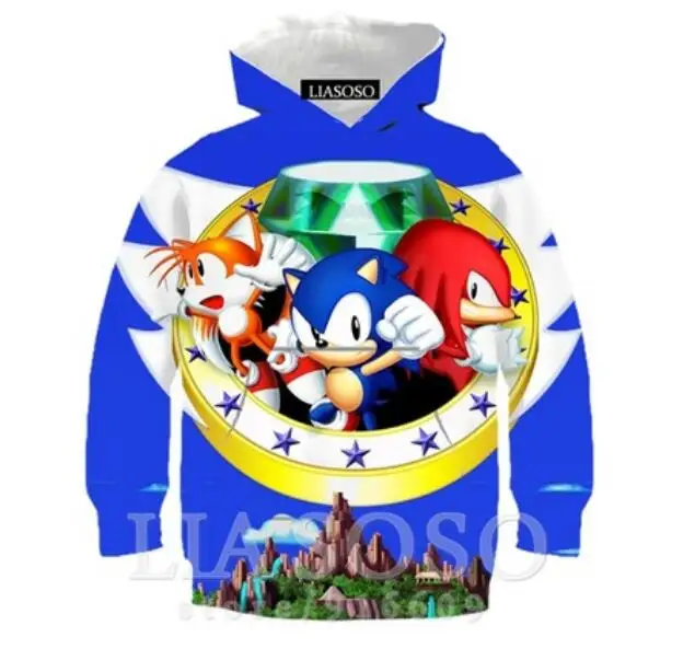picture color Sonic 3D Модный пуловер худи Повседневная Толстовка с длинными рукавами 3D Одежда для мальчиков и девочек тонкий стиль детский свитер с героями мультфильмов - Цвет: picture color